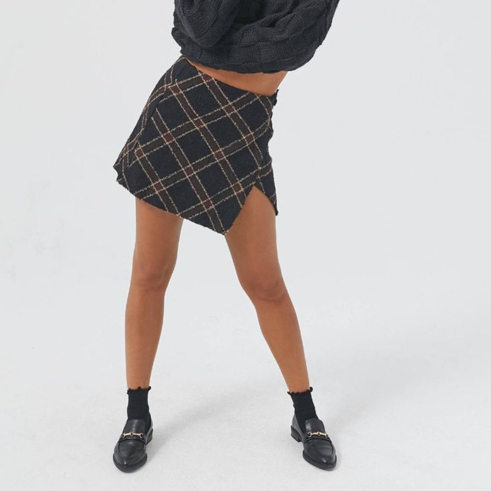 UO Huntley Wool Wrap Mini Skirt